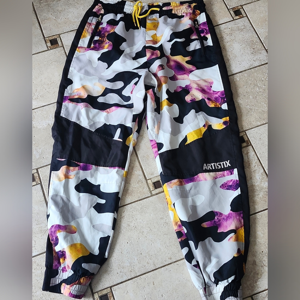Artistix Camouflage Track Pants/Joggers - Black, White, Pink, Yellow Size XL